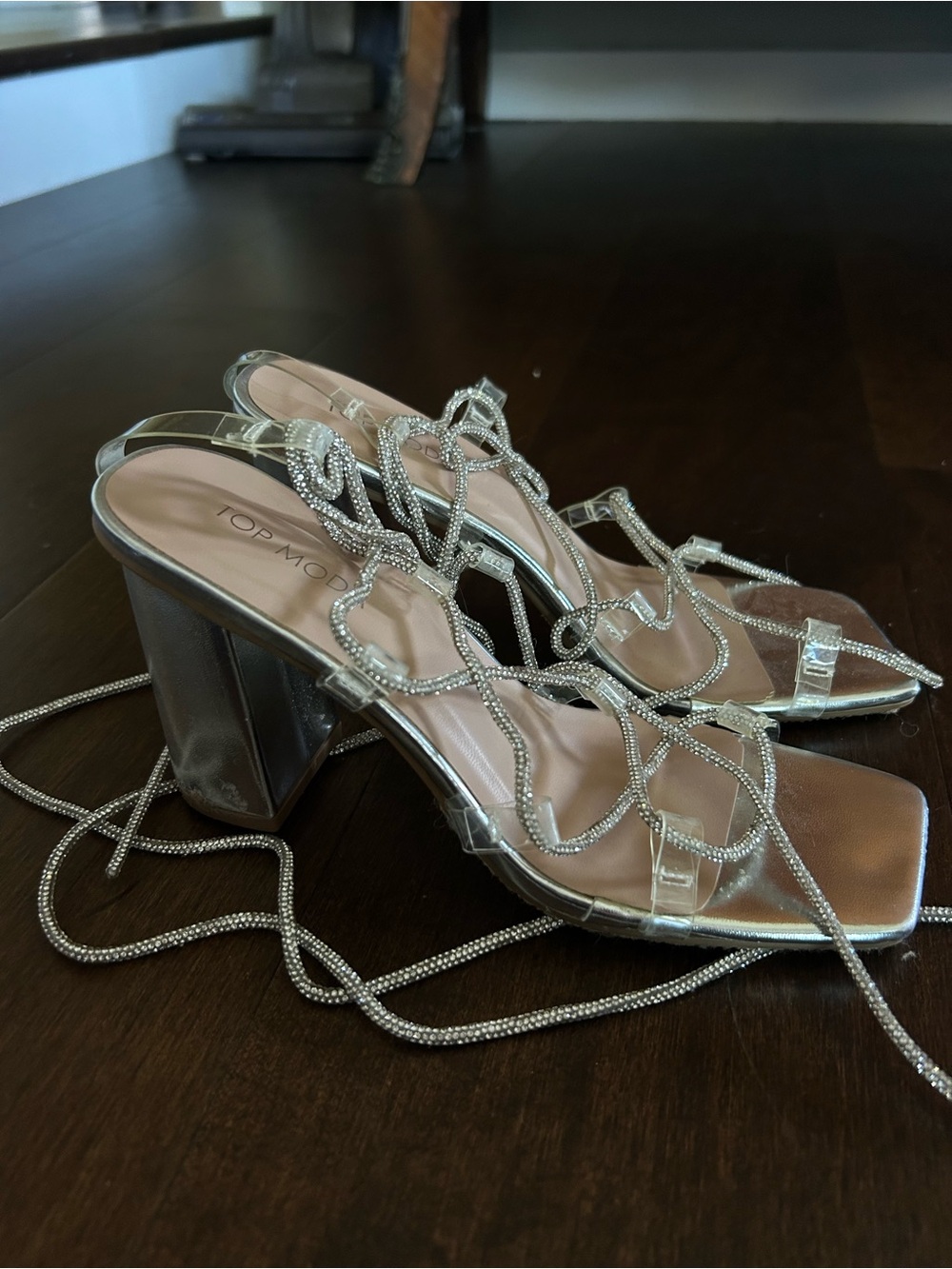 TOP Moda Silver Rhinestone Wrap Sandals - Picture 5 of 6